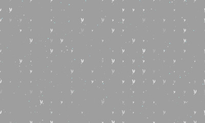 Seamless background pattern of evenly spaced white wheat symbols of different sizes and opacity. Vector illustration on gray background with stars