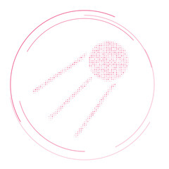 The satellite symbol filled with pink dots. Pointillism style. Vector illustration on white background