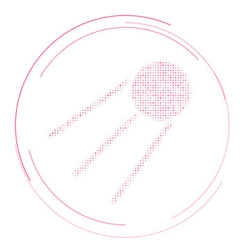 The satellite symbol filled with pink dots. Pointillism style. Vector illustration on white background