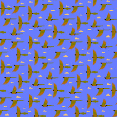 Pattern with decorative birds. Postcards, posters, wrapping paper, fabrics.