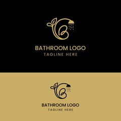 minimalist bathroom logo design template for your brand