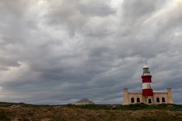 Fototapeta na wymiar Lighthouse at Cape Agulhas in South Africa 