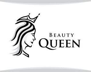 women beauty queen abstract drawn art logo icon symbol illustration for beauty salon hair cut