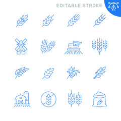 Cereal grain related icons. Editable stroke. Thin vector icon set