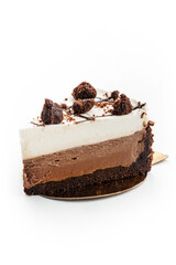 
piece of cheesecake on white background