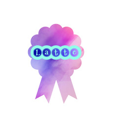 Latte coffe. Watercolour illustration, logo, clipart.