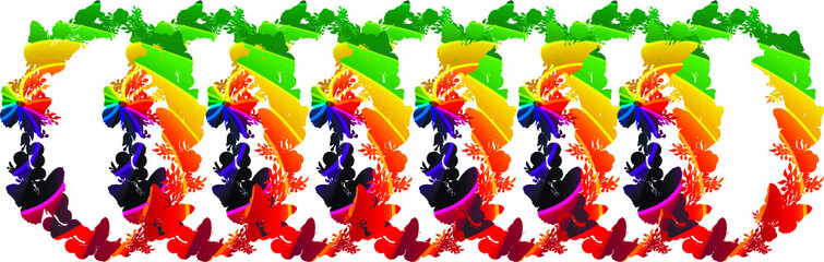Wreath pattern with flowers, butterfly, rainbow, Lgbt colours