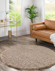 Modern living room area rug design. Interior room rug sofa chair carpet wall design.