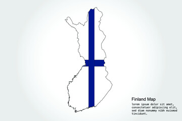 Finland Map stripes. Vector illustration Color on White Backgound