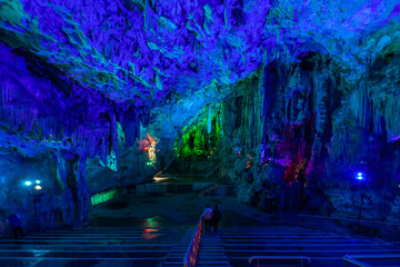 long shot of the inside of Sant Michael´s Cave in Gibraltar 