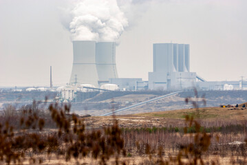 B&ouml;hlen, Lippendorf, Germany, 03-10-2012 Lippendorf lignite power plant in front of the opencast mine