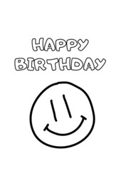 Kolorowanka Happy bDay dla dzieci pdf do druku, 6 różnych kartek do kolorowania