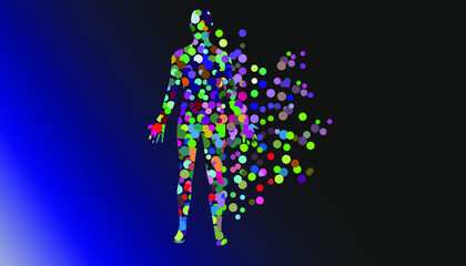 design concept, man in colored dots