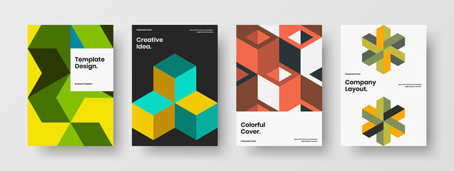 Original corporate identity vector design layout bundle. Fresh mosaic shapes cover illustration composition.