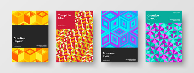 Simple mosaic shapes corporate brochure concept composition. Colorful leaflet vector design illustration collection.