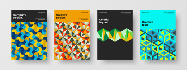 Minimalistic geometric tiles corporate cover layout composition. Creative presentation A4 vector design concept set.