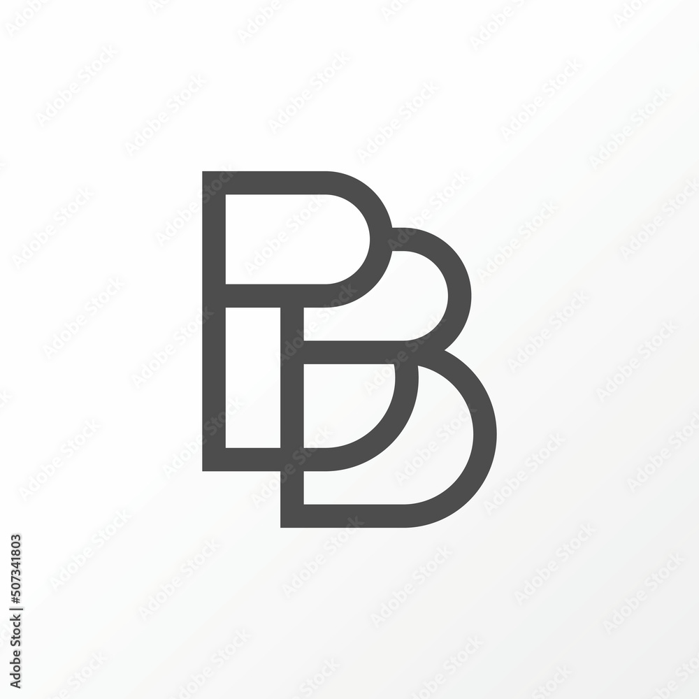 Poster simple and unique letter or word bb line art out font with cut image graphic icon logo design abstra