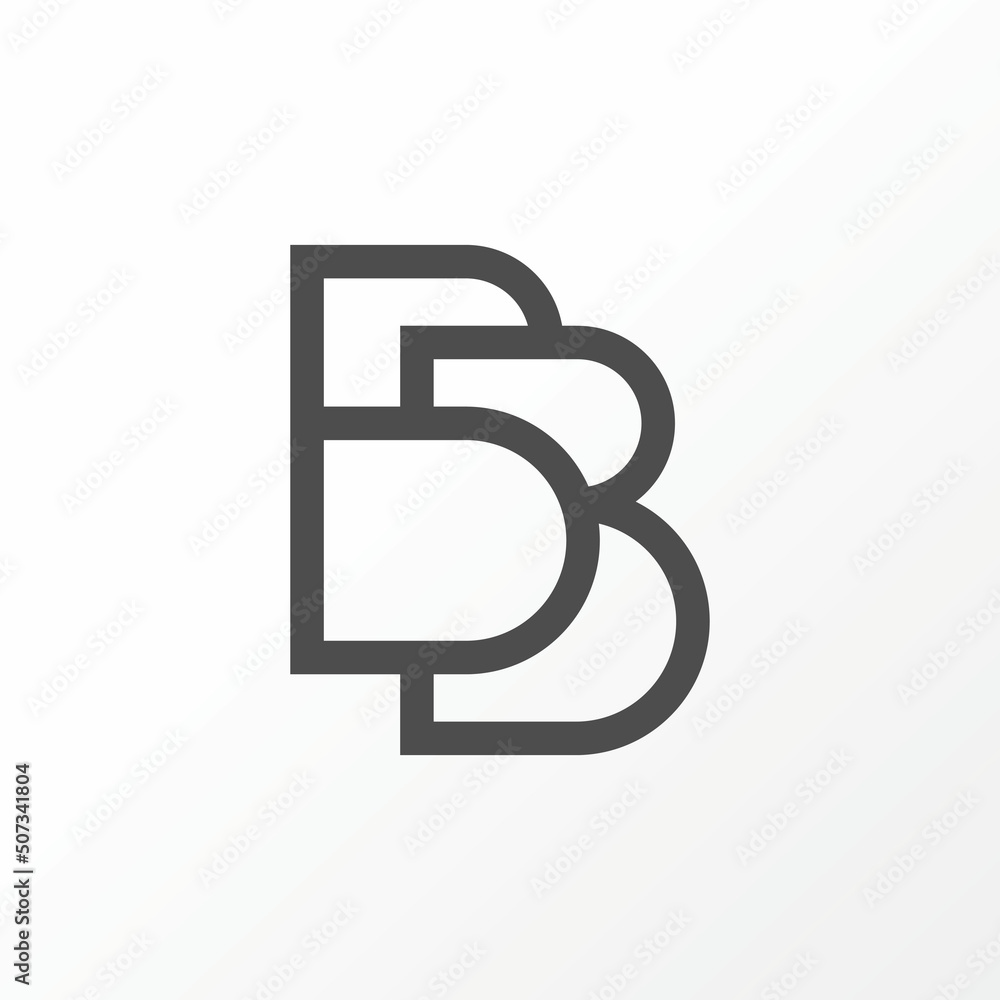 Poster simple and unique letter or word bb line art out font with cutting image graphic icon logo design ab