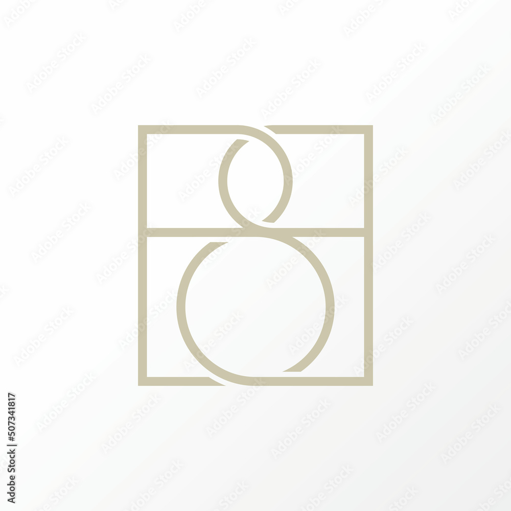 Poster unique letter or word bb line art out font on flip square image graphic icon logo design abstract co