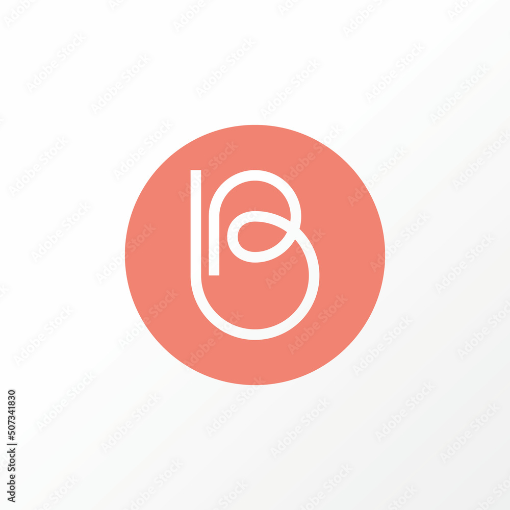 Poster simple letter or word b or pb line art out font on circle block image graphic icon logo design abstr