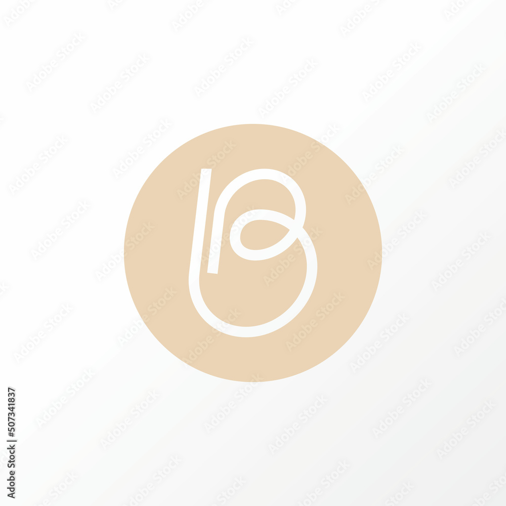 Poster unique letter or word b or pb line art out font on circle block image graphic icon logo design abstr