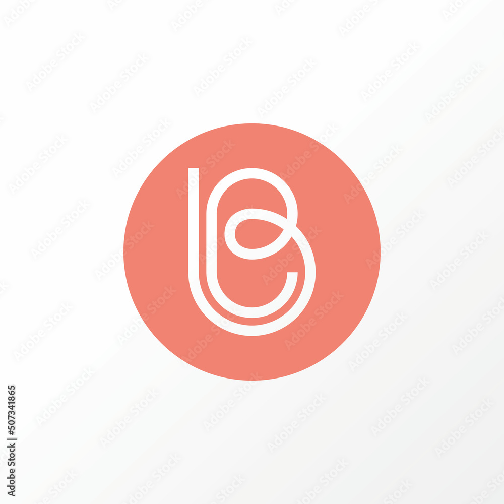 Poster unique letter or word b or bb line art out font on center circle block image graphic icon logo desig