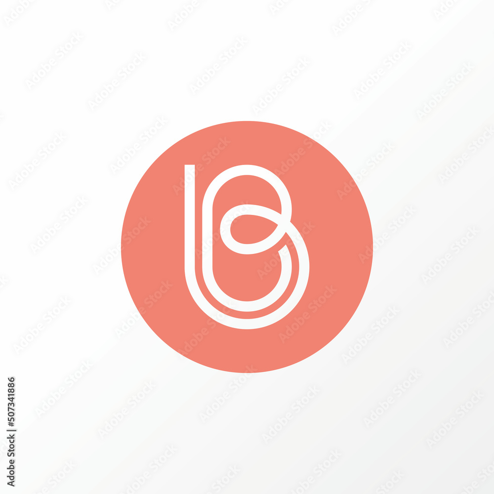 Poster unique letter or word b or bb line art out font on circle block image graphic icon logo design abstr