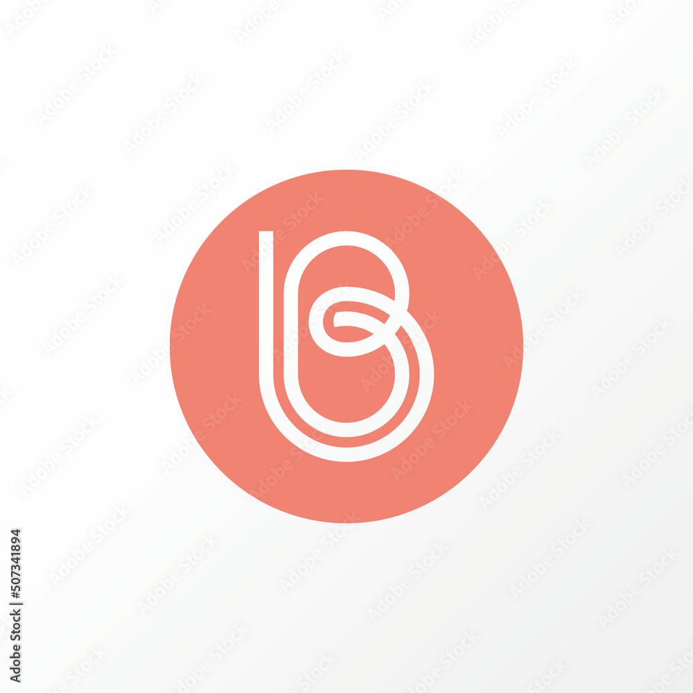 Poster simple and unique letter or word b or bb line art out font on circle block image graphic icon logo d