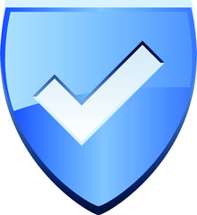 Blue check mark on shield button