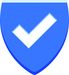 Blue check mark button on smooth sided shield