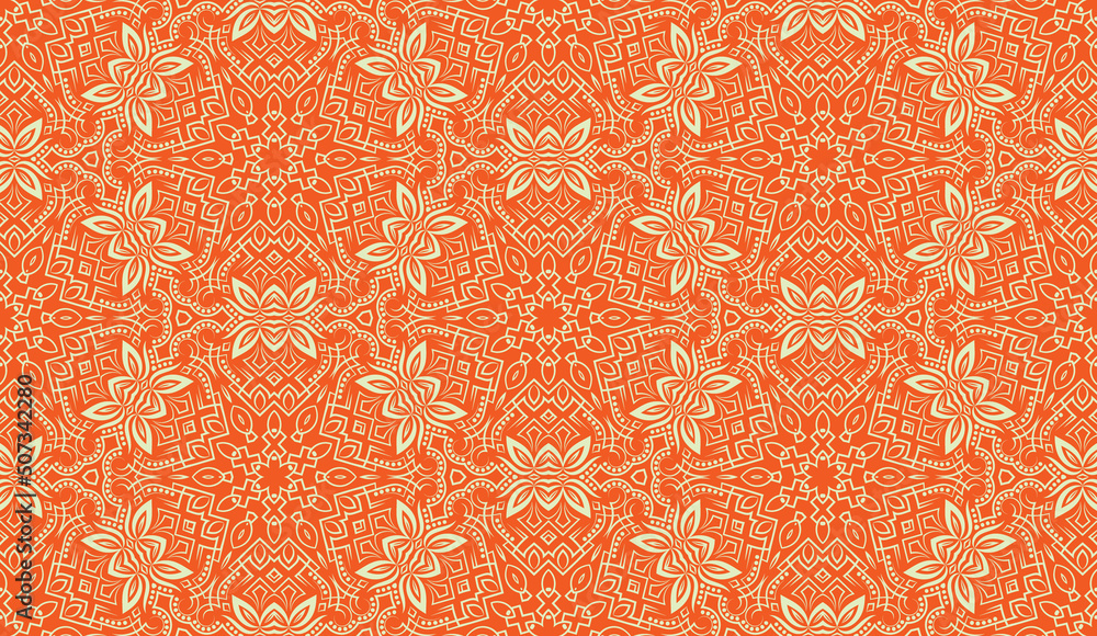 Poster summer seamless pattern of lines and dots. hexagonal repeatable ornament for wallpaper design.