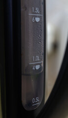 Water in an electric kettle. Water gauge in the electric kettle