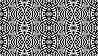 Hexagonal seamless pattern in optical art style. Abstract repeatable ornament.