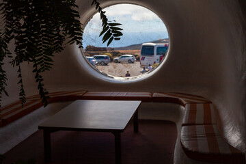 Fototapeta na wymiar view from a window inside the museum house of Cesar Manrique on the island of Lanzarote