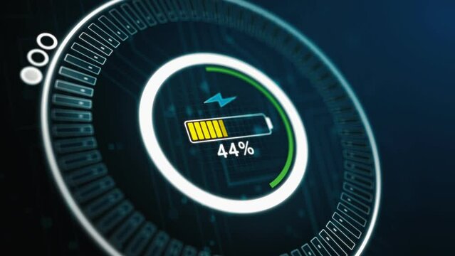 Colorful electric device charging battery indicating progress of the increasing with percentage show fill up to 100%