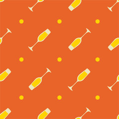 Champagne glass seamless pattern, great design for any purposes. Doodle style. Hand drawn image. Color repeat template. Party drinks concept. Freehand drawing. Cartoon sketch graphic draft