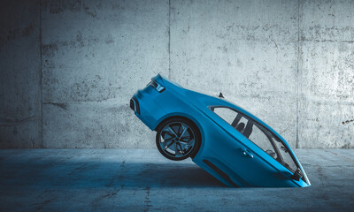 sports car that sinks into the concrete floor.