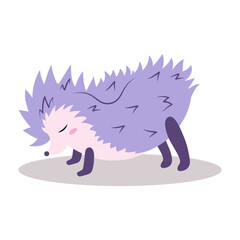 hedgehog meditation. Forest animals meditate. Animal yoga. Vector flat cute cartoon illustration.