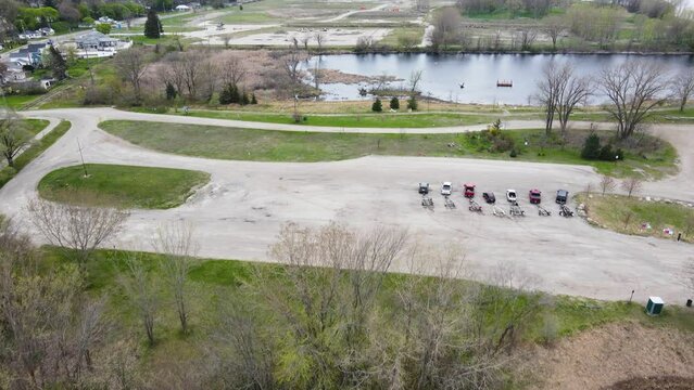 Boatyard in Michigan on a stormy day in early May.