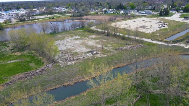 Sappi paper plant grounds from the air in Muskegon.