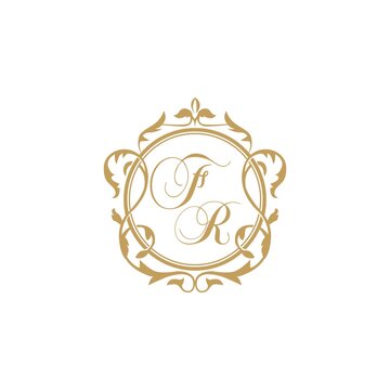 recommend clip art: FR intial wedding invitation elegant vector graphic template