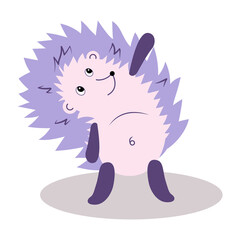 hedgehog meditation. Forest animals meditate. Animal yoga. Vector flat cute cartoon illustration