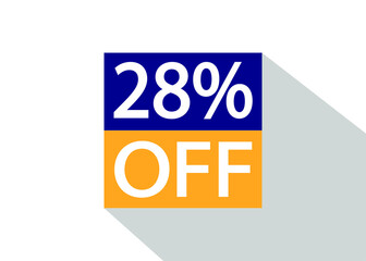 Up To 28% Off. Special offer sale sticker on white background with shadow.