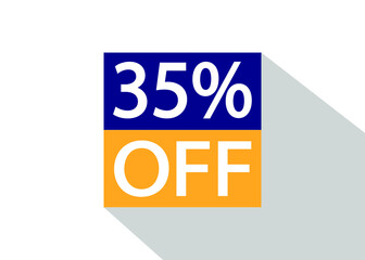 Up To 35% Off. Special offer sale sticker on white background with shadow.
