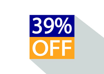 Up To 39% Off. Special offer sale sticker on white background with shadow.