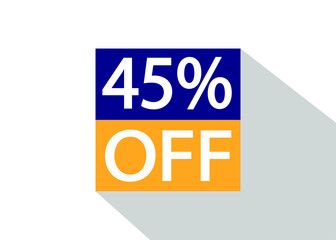 Up To 45% Off. Special offer sale sticker on white background with shadow.