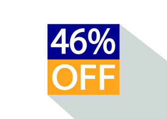 Up To 46% Off. Special offer sale sticker on white background with shadow.