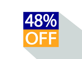 Up To 48% Off. Special offer sale sticker on white background with shadow.