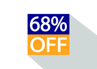 Up To 68% Off. Special offer sale sticker on white background with shadow.