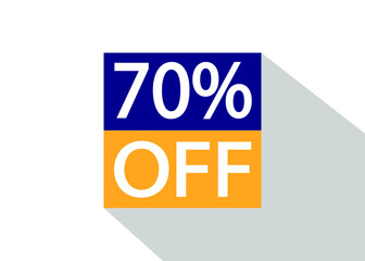 Up To 70% Off. Special offer sale sticker on white background with shadow.